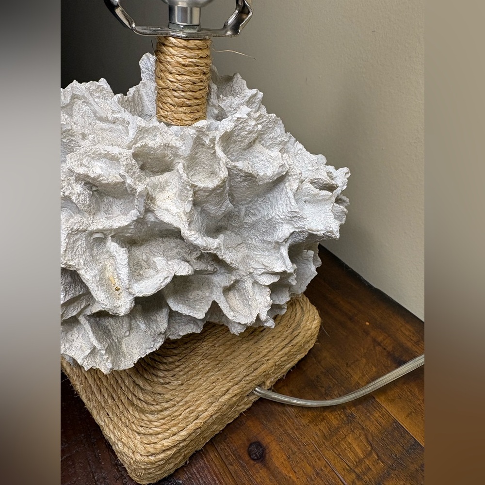 Two’s Company Faux Coral Table Lamp- White - Picture 7 of 9